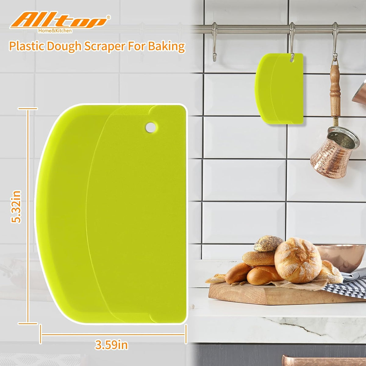 Rascador banco duro cortador masa ergonómico plástico cocina