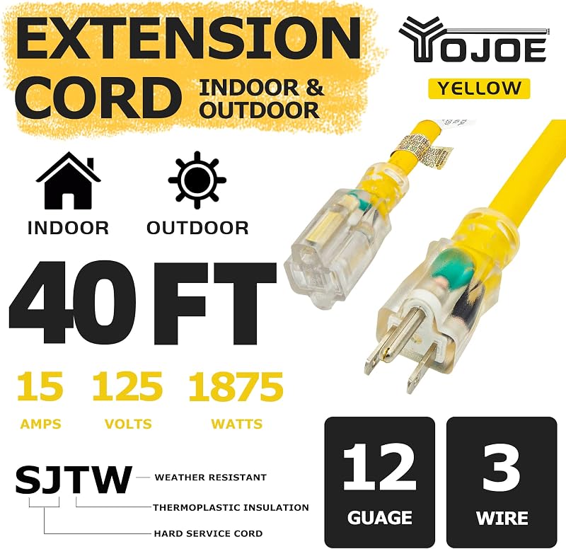 Extensión cable 15A con extremo iluminado 12"