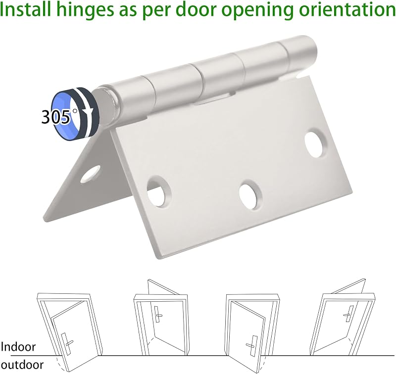 24 Bisagras Blancas para Puertas Interiores 3.5x3.5"
