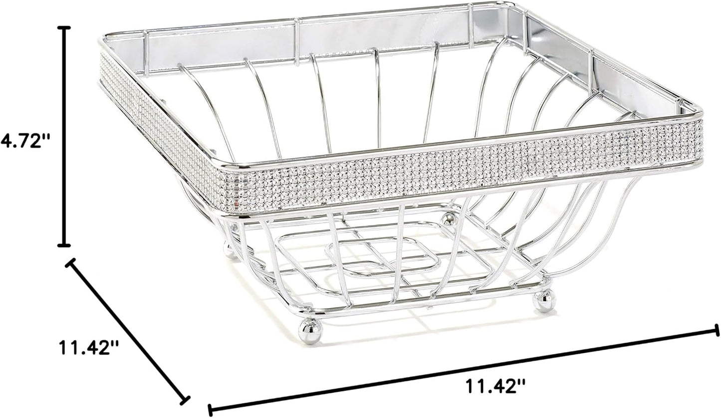 Cesta cuadrada encimera para frutas y verduras cromo