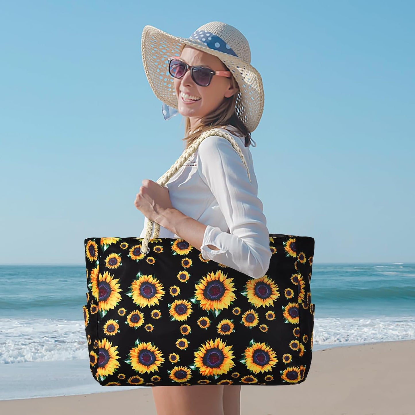 Bolsa playa mujer impermeable a prueba de arena con cremallera