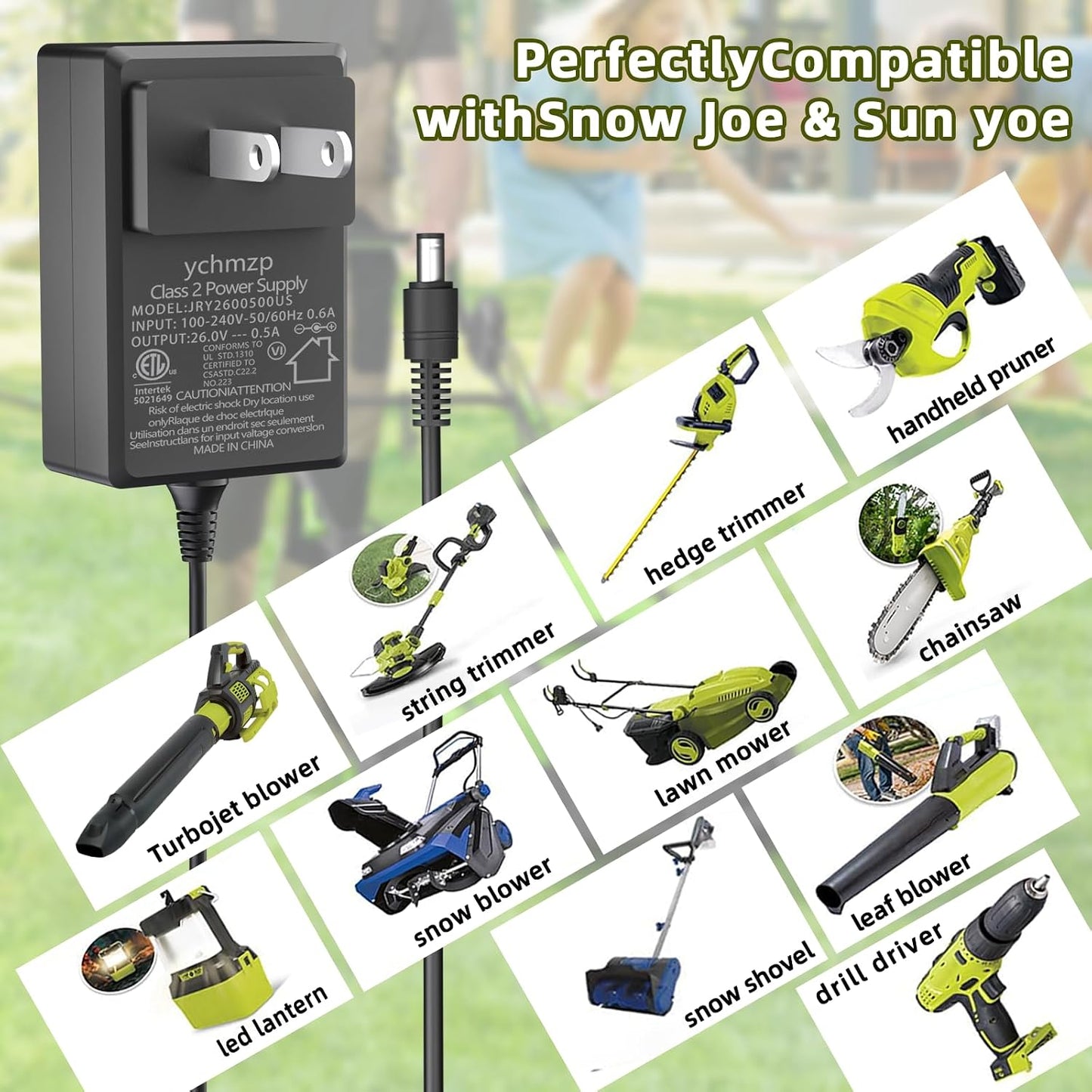 Cargador 24V iON para baterías Snow Joe y Sun Joe 24V