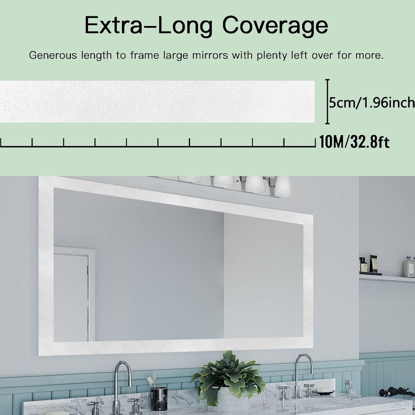Cinta espejo seda blanca autoadhesiva impermeable para baño