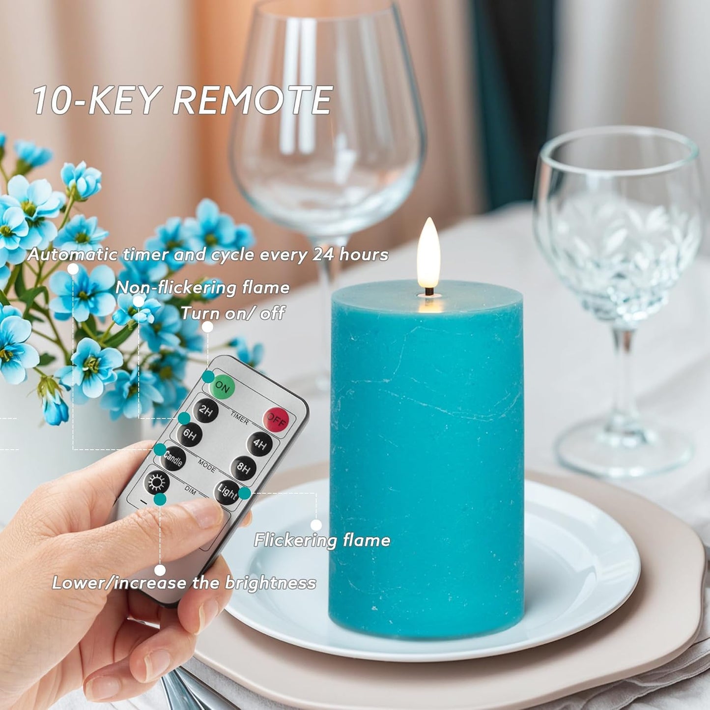 Velas LED sin llama cera real control remoto decoración hogar
