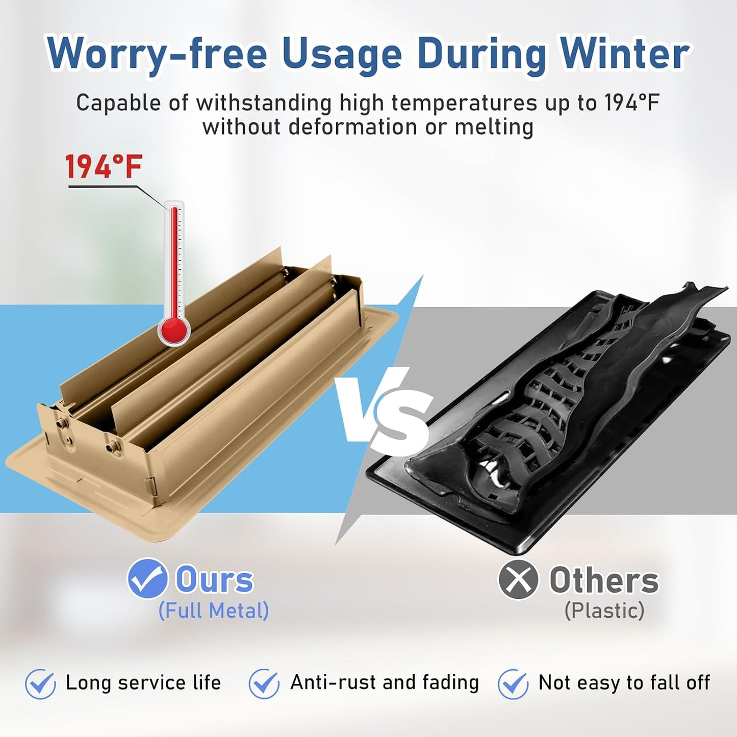 6 Rejillas Ventilación Piso 4x10pulg Resistentes Marrón