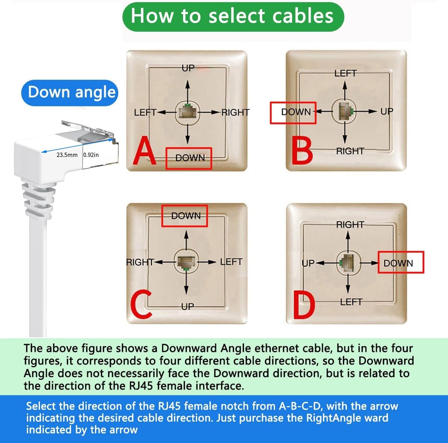 Cable Ethernet Cat6 6ft en ángulo recto 2 Pzas
