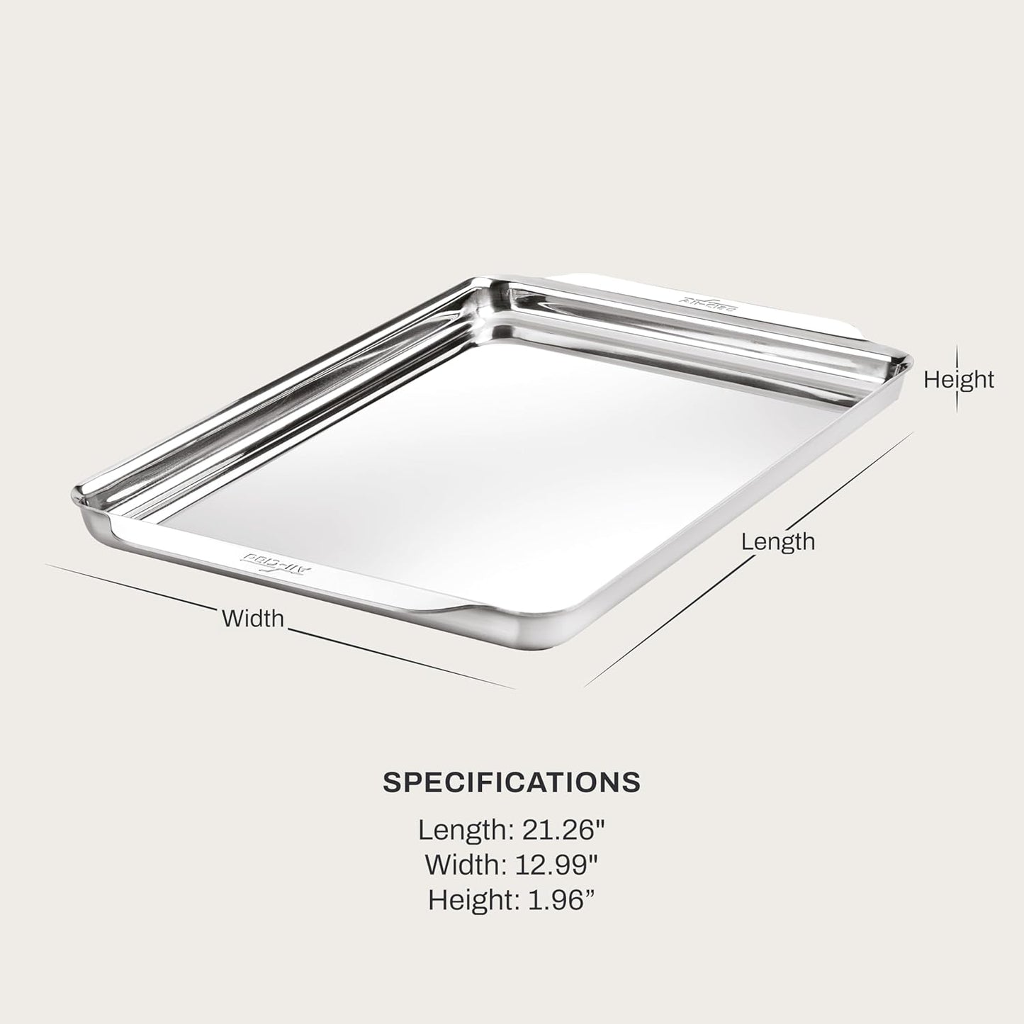 Bandeja Media Hoja Acero Inox 11.5x17pulg
