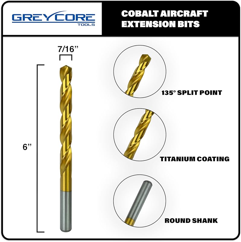 Broca extensión aeronáutica cobalto 7/16x6 pulg comp 2