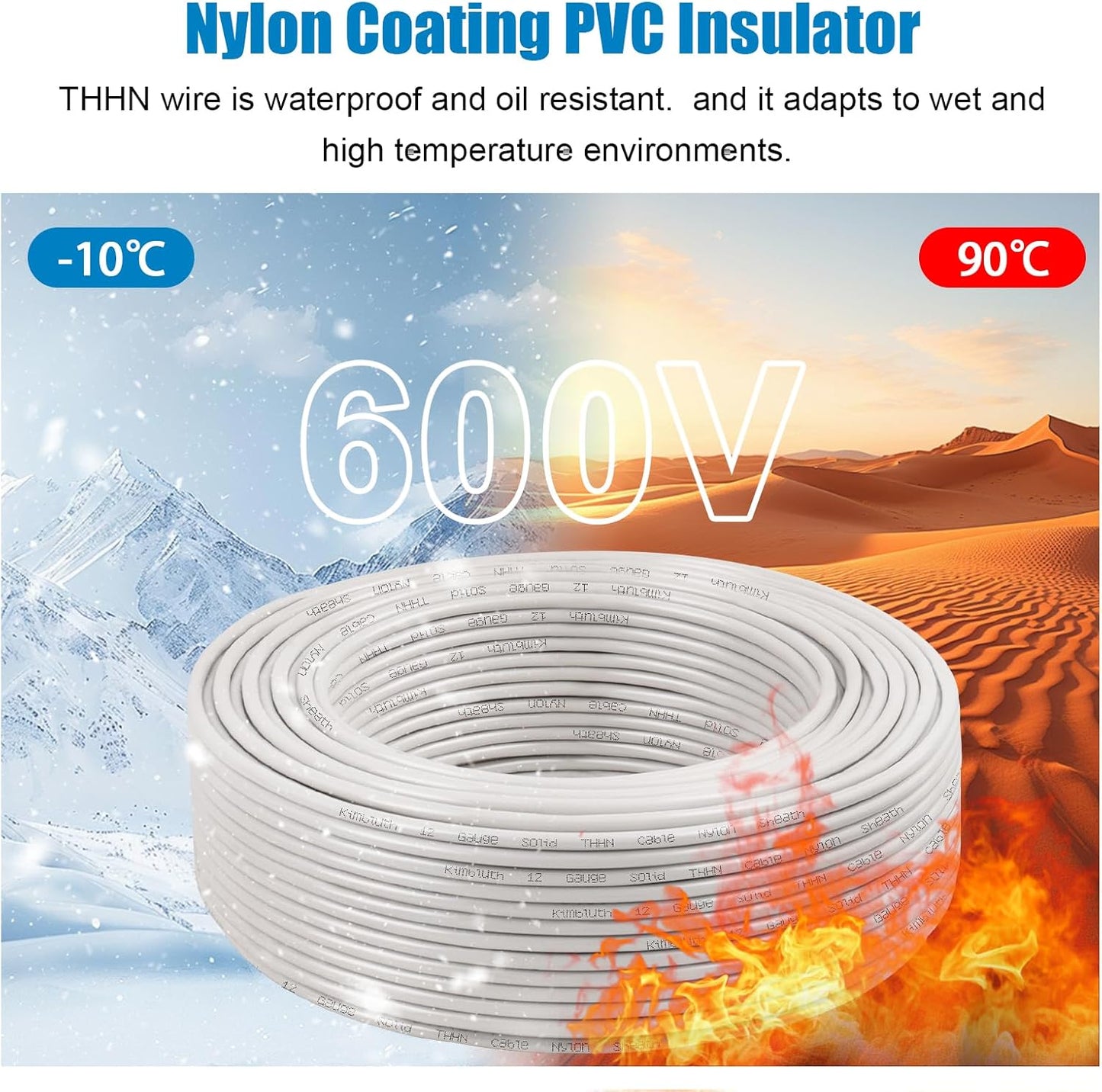 Cable eléctrico OFC 12 AWG 100pies cobre sólido 600V