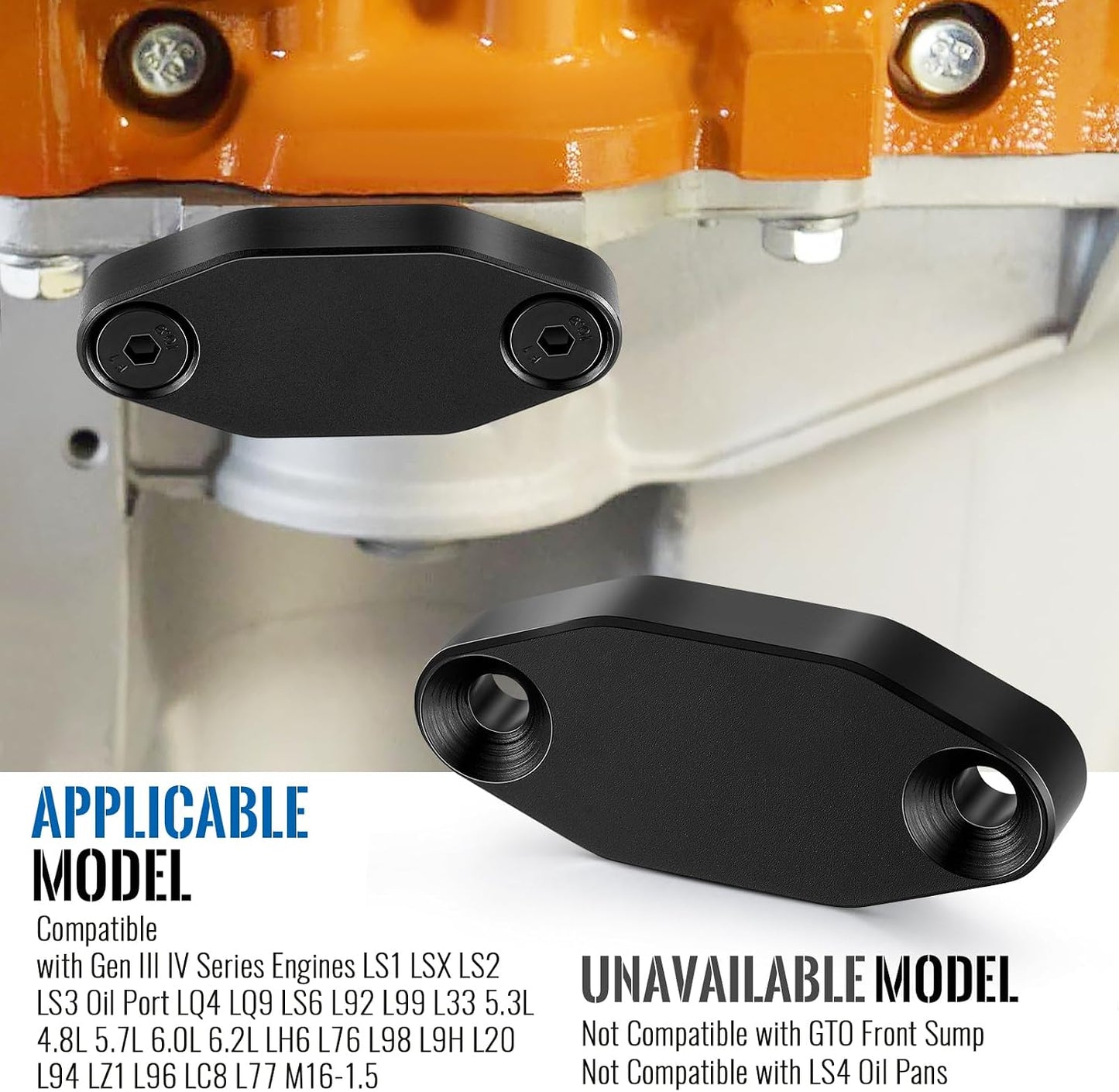 Placa bloqueo enfriador aceite compat. motores LS Gen III IV