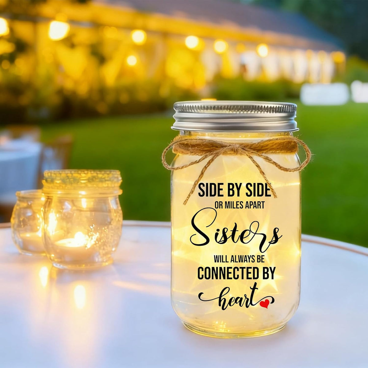 Luz nocturna Mason Jar Regalo para Hermanas