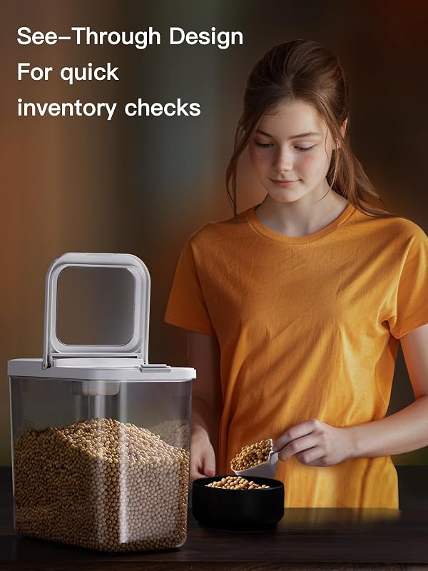 Dispensador arroz 12L con cuchara medidora hermético libre BPA