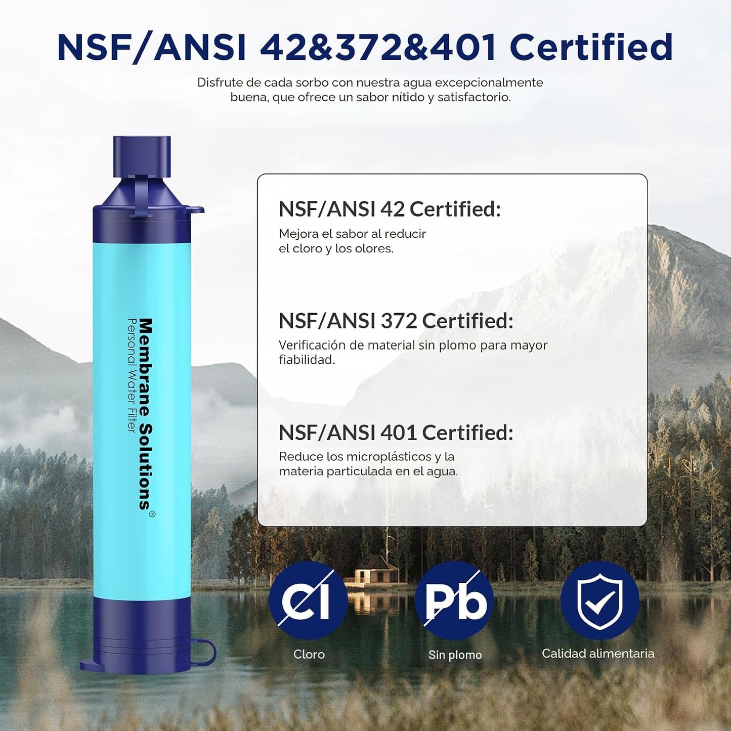 Filtro agua paja S1 certificado NSF portátil