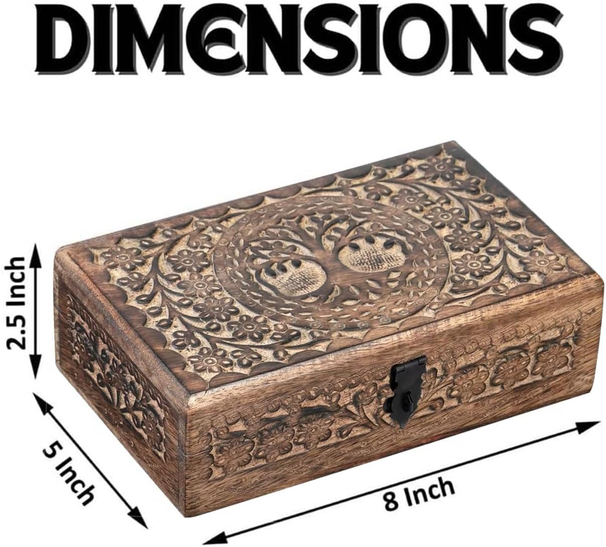 Caja joyas madera tallado árbol vida regalo cumpleaños mujer
