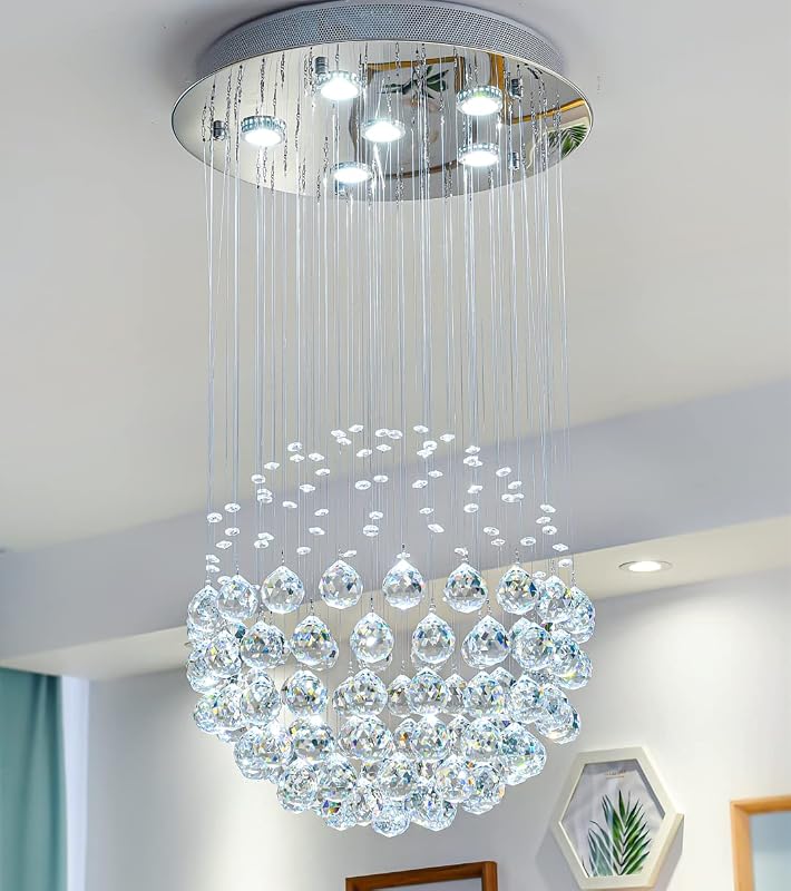 Candelabro cristal K9 lámpara techo 6 luces diseño bola