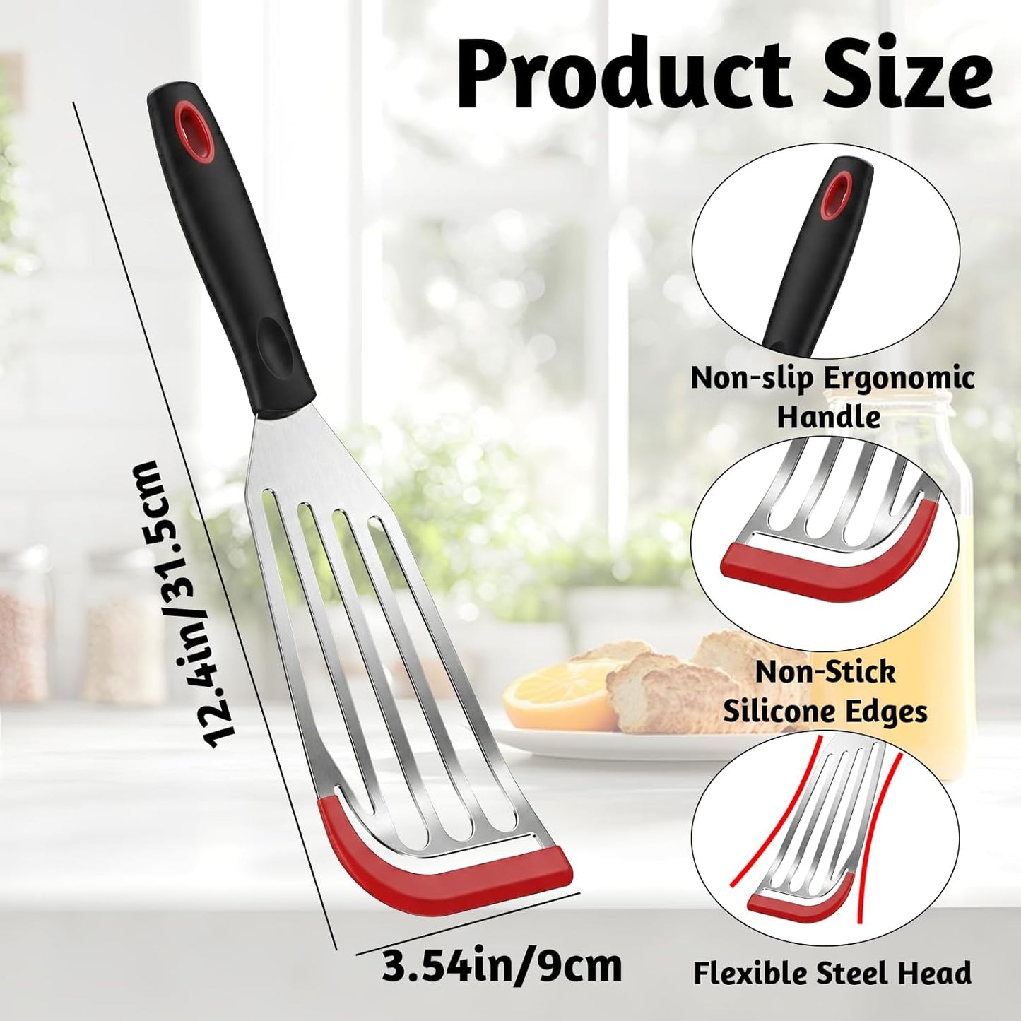 Espátula silicona para pescado flexible acero inox