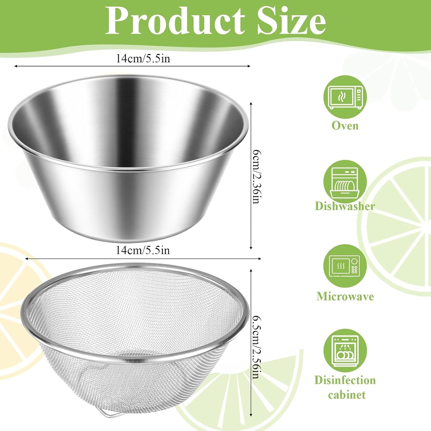 Mini coladores de acero inoxidable para alimentos con cuenco