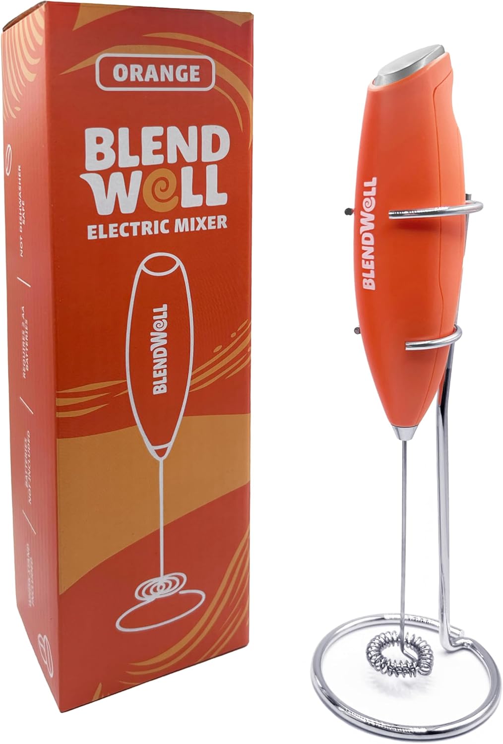 Espumador leche eléctrico café matcha acero inox naranja