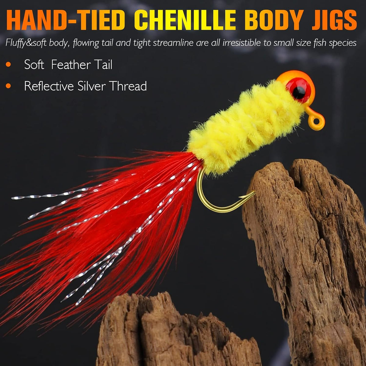 Jigs de Crappie Marabou 10 colores 1/32-1/8 oz para pesca Panfish