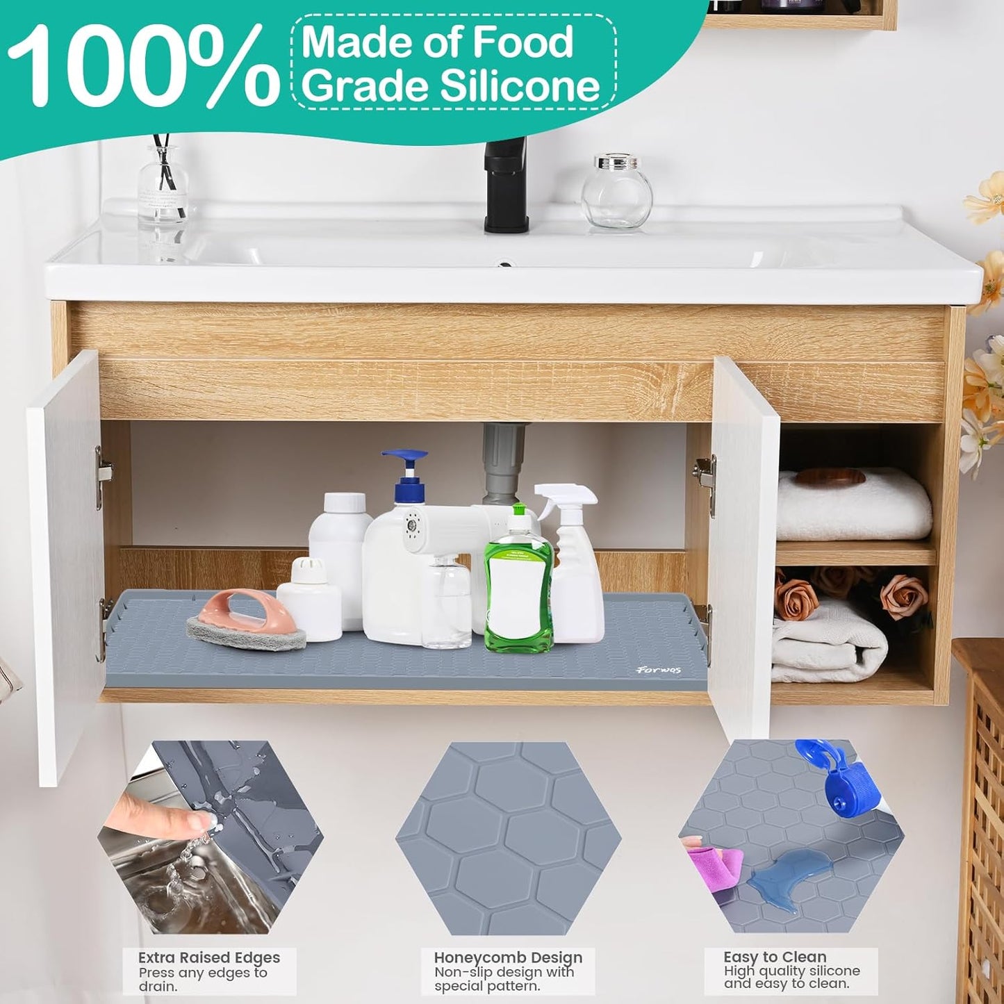 Tapete impermeable fregadero 22x19" cocina baño