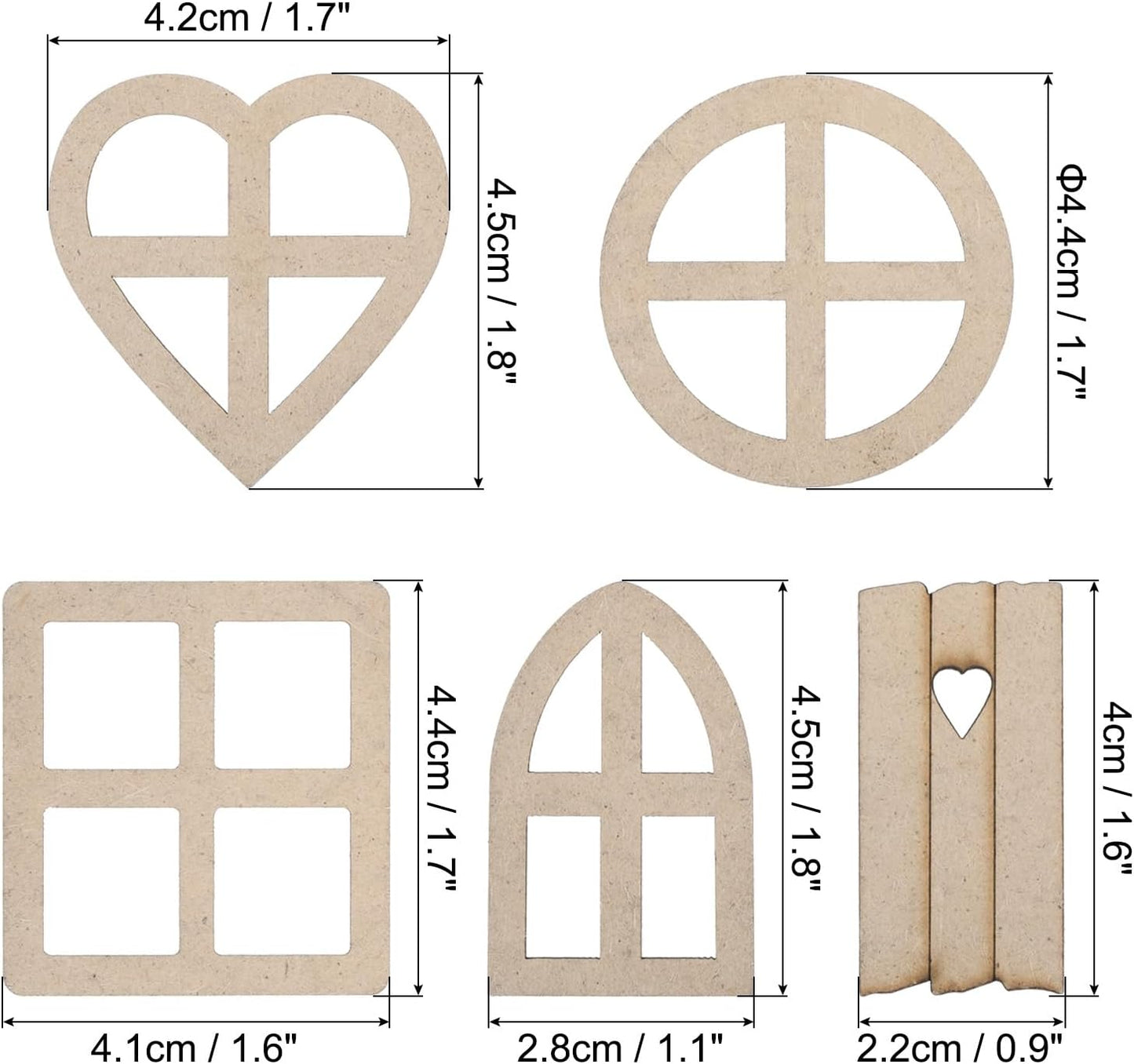Ventana puerta madera 5 estilos 12 pzas mini casa hadas