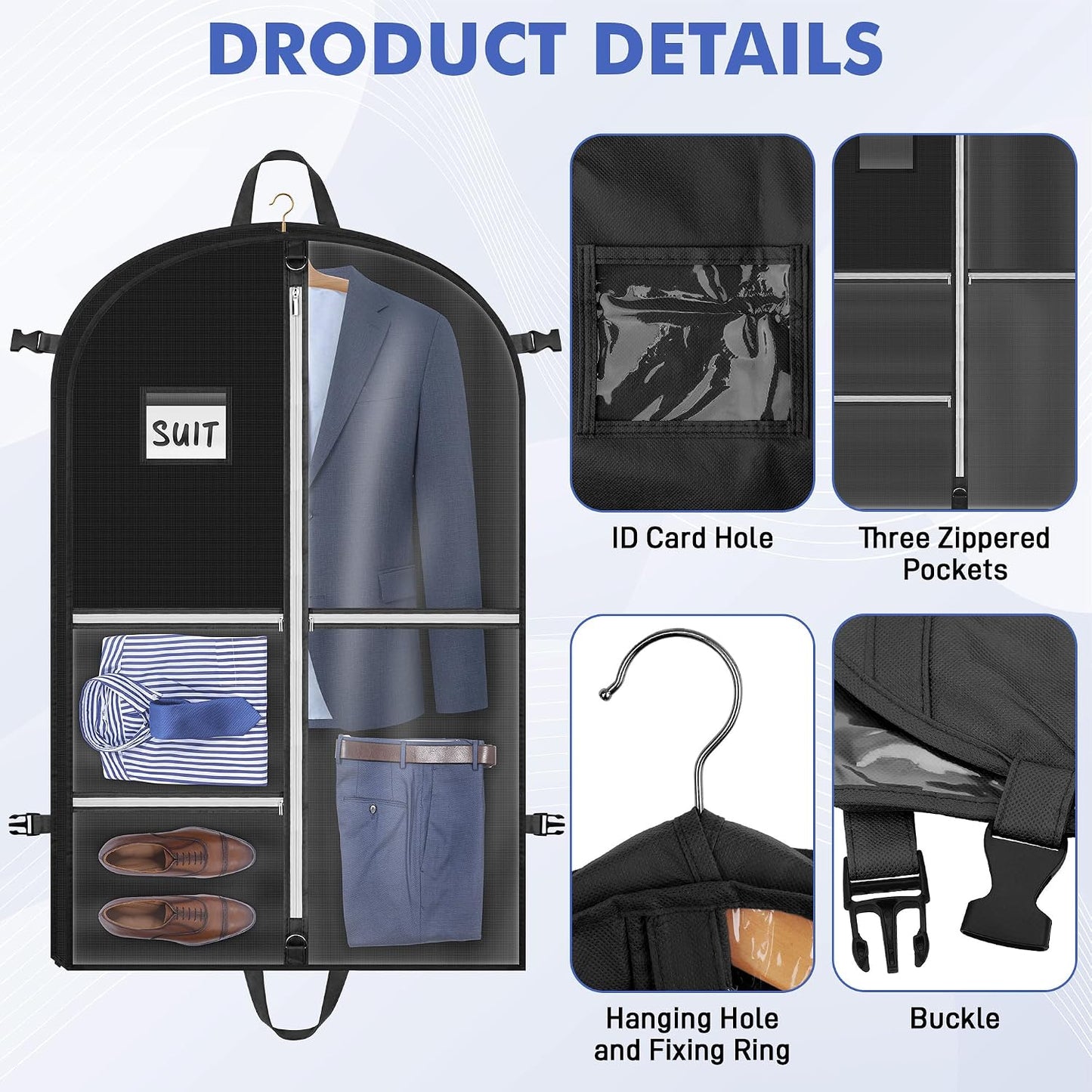 Bolsa colgante ropa baile con bolsillos impermeable plegable
