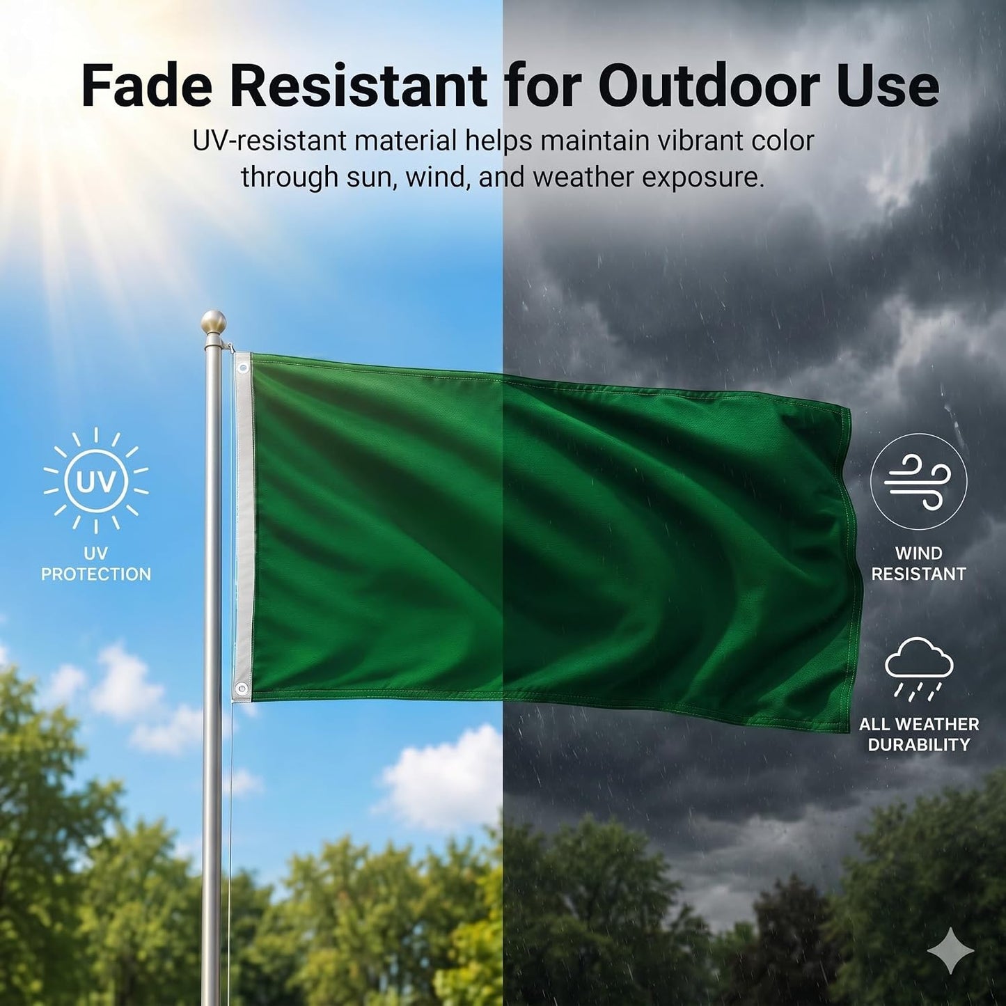 Bandera verde 2x3pies poliéster resistente UV