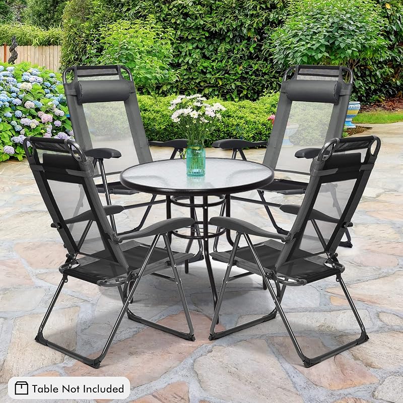 4 Sillas Comedor Plegables Patio Respaldo Ajustable