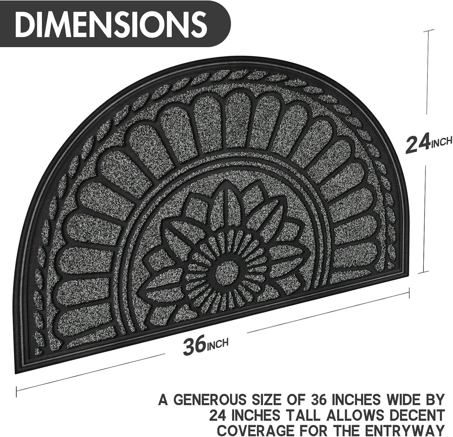Alfombra medio círculo antiderrap para puerta garaje patio