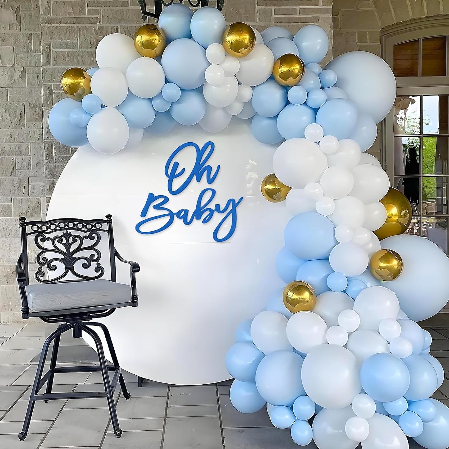 Cartel fieltro Oh Baby para baby shower color azul