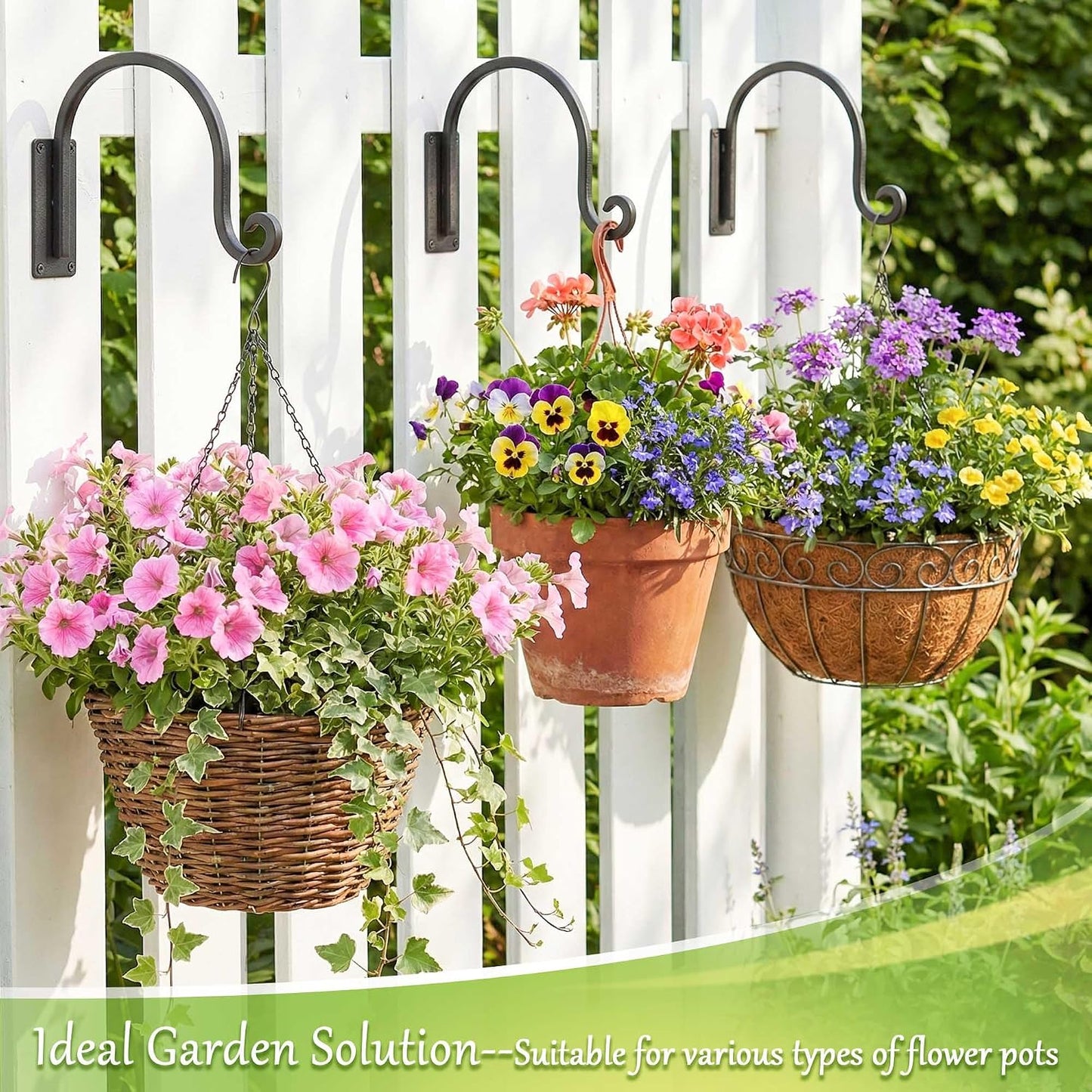 Soporte colgar plantas forjado 8pulg negro duradero