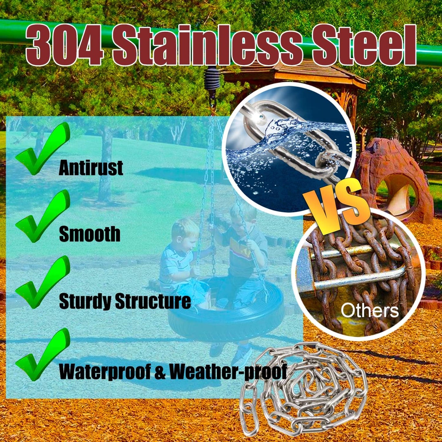 Cadena acero inox 304 16.4ft 5/64pulg para anclaje perro