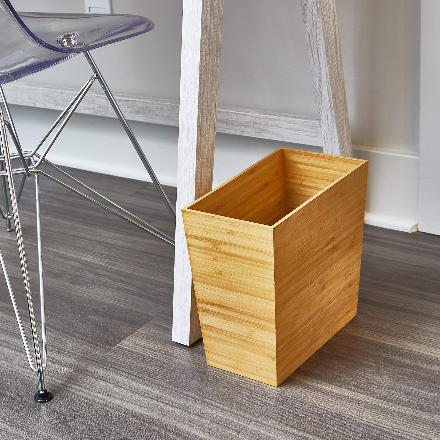 Cesta basura rectangular bambú 10.5x5.75x10"