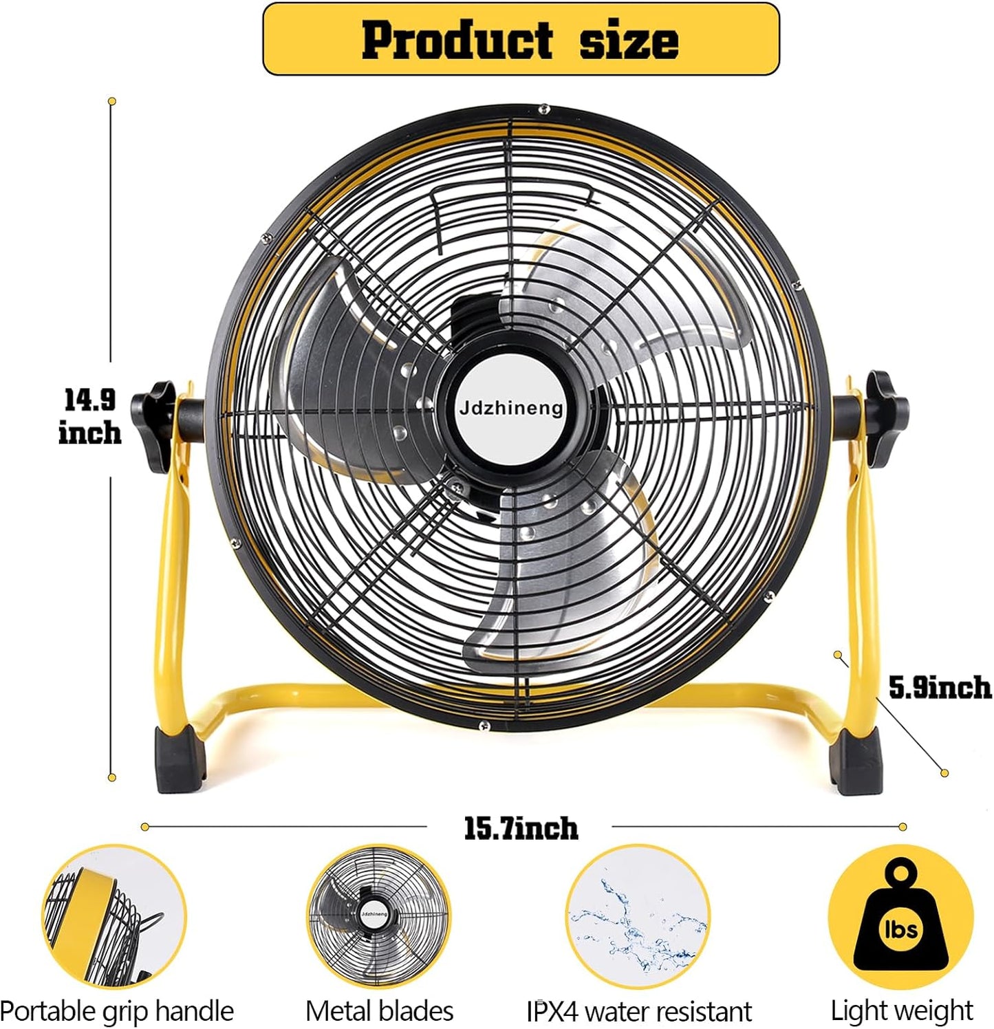 Ventilador inalámbrico 12" 15000mAh aspas metal