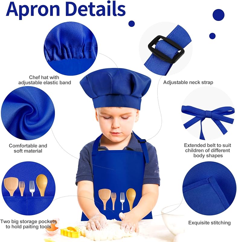 Gorro y delantal chef niños ajustable con 2 bolsillos