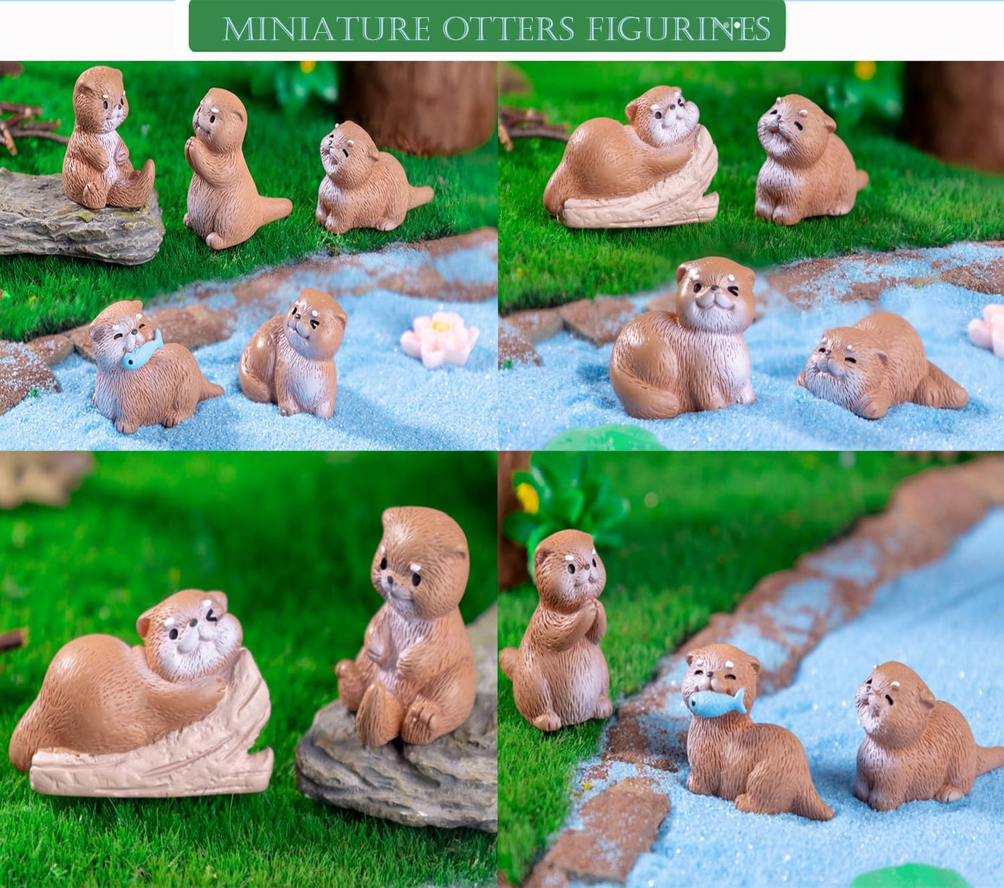 14 figuras nutria mini jardín hadas decoración césped