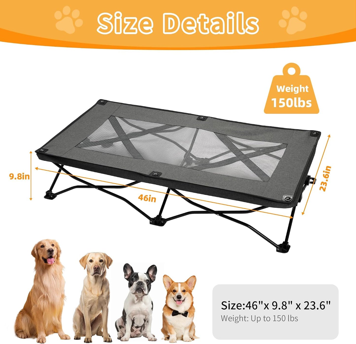 Cama perro malla transpirable plegable antideslizante