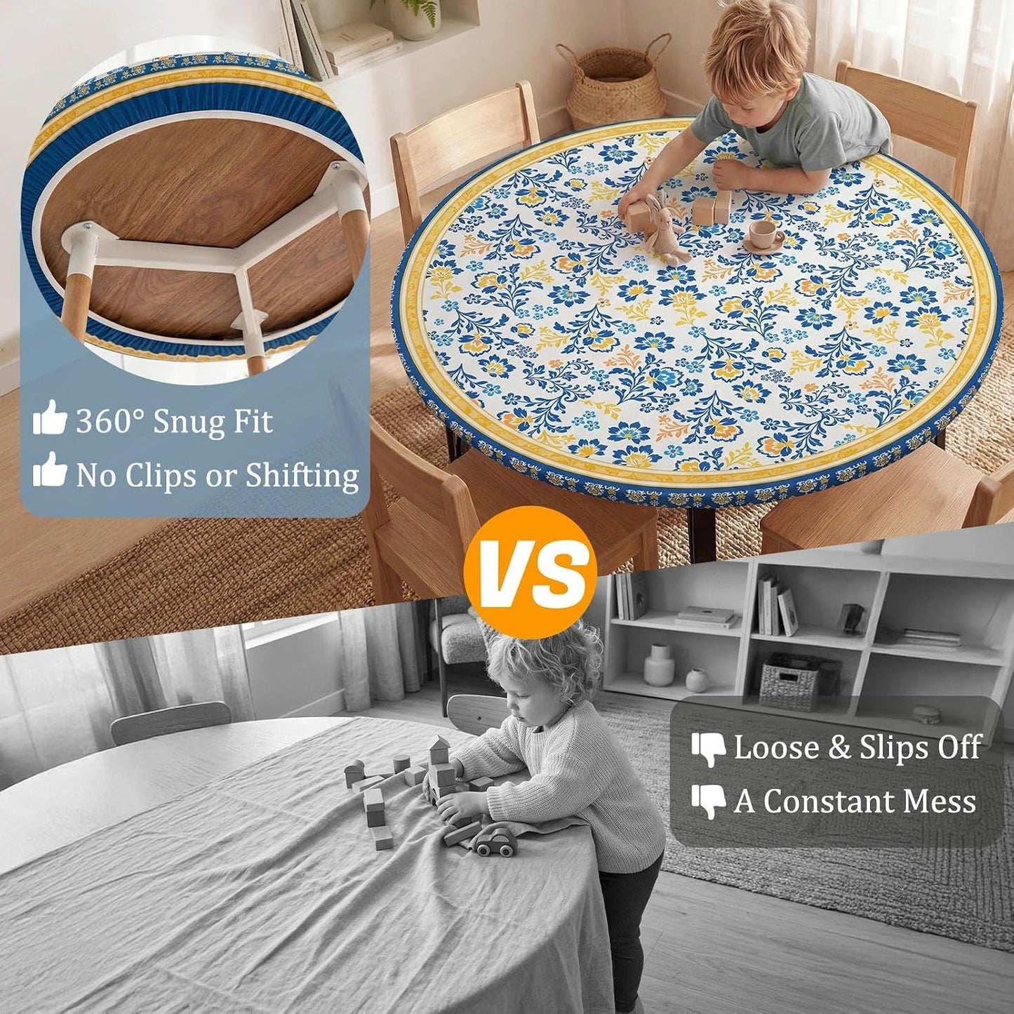 Mantel redondo ajustable elástico impermeable para mesa 36-56pulg