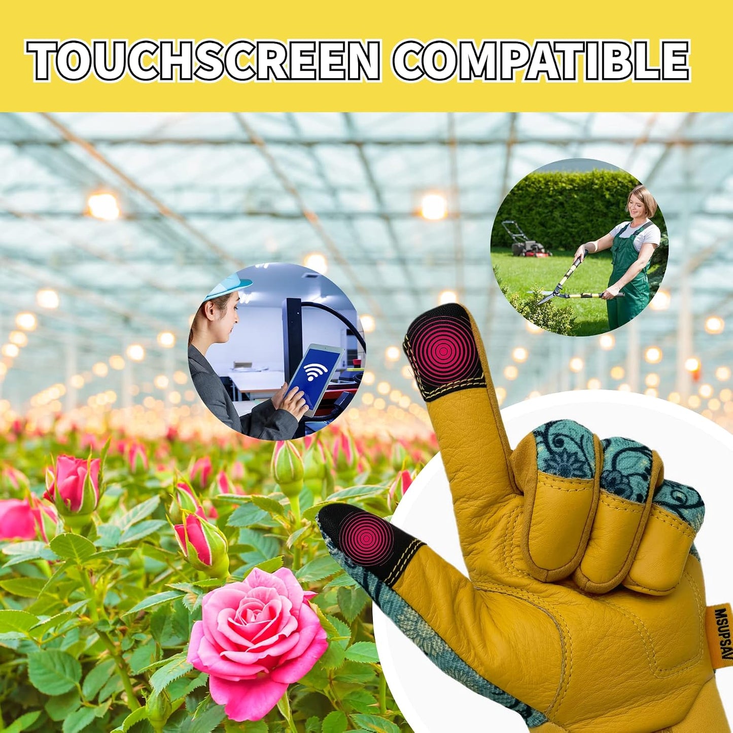 Guantes jardinería antiespinas resistente pinchazos mujer cuero