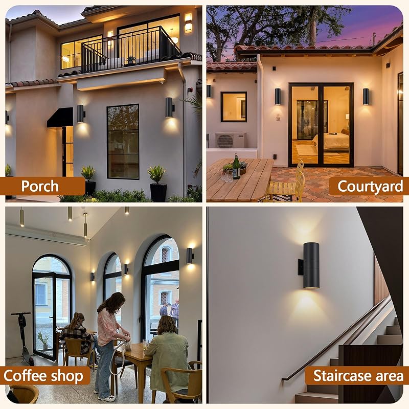 4 Apliques Pared Negro 11.8" IP65 Aluminio Exteriores