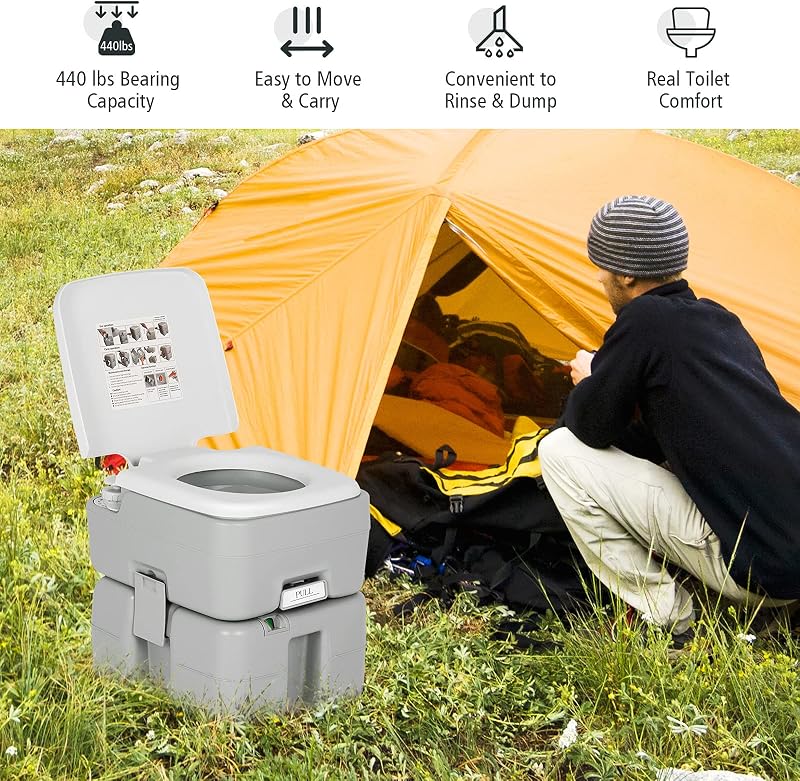 Inodoro portátil camping 5.3gal con tanque dividido