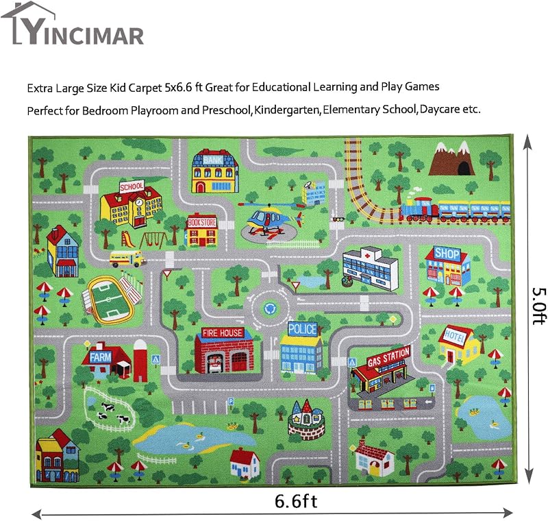 Alfombra set niños 5x6ft 6pulg educativa urbana