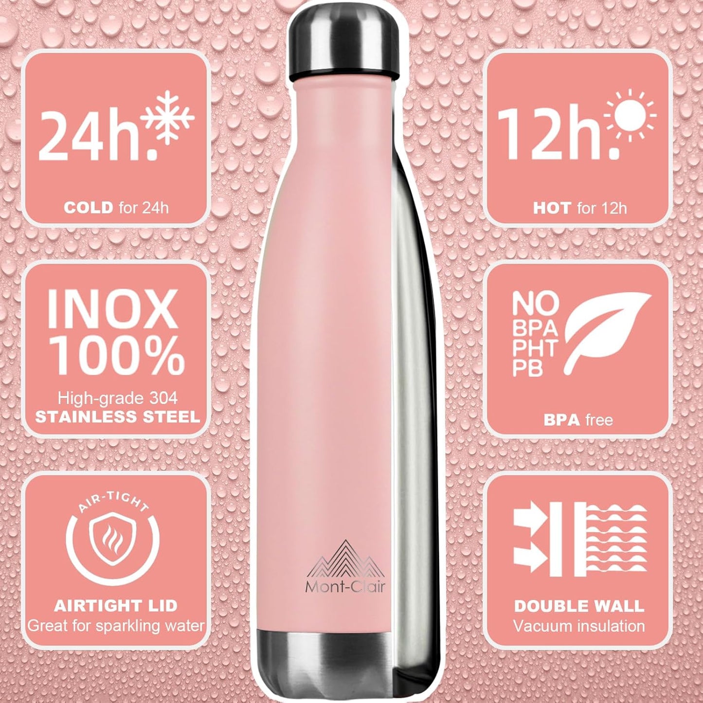 Botella agua acero inox aislada sin BPA 17oz
