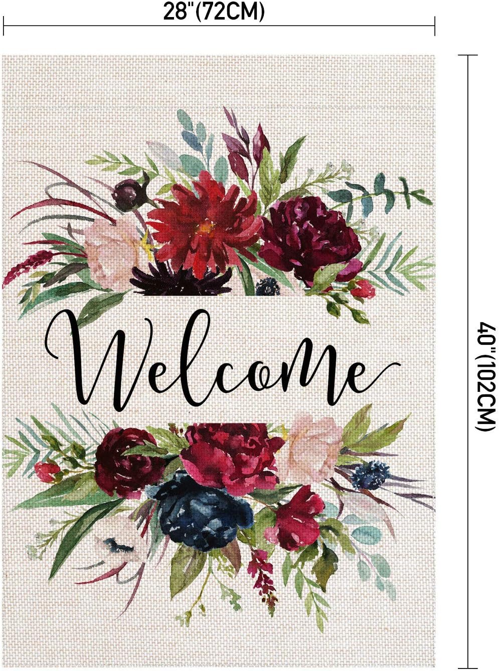 Bandera doble cara flores bienvenida decoración jardín 28x
