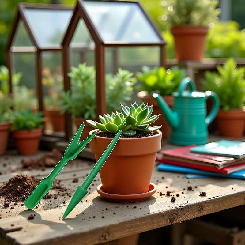 Mini herramientas trasplante suculentas jardín plástico paquete 2