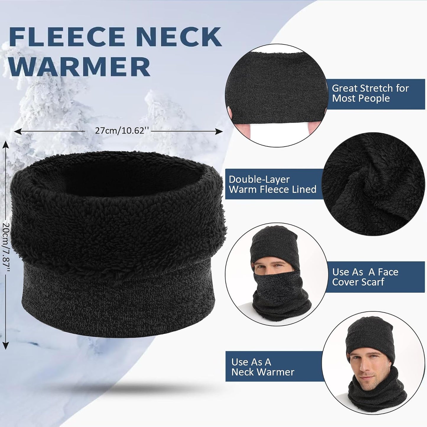 Kit gorro bufanda guantes tactiles con forro polar