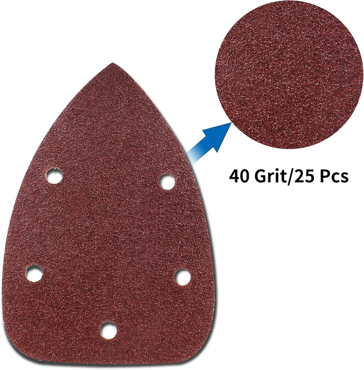 25 Pzas Papel Lijado 40 Grano 5 Agujeros para Ratón 140mm