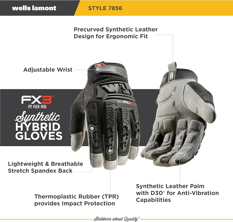 Guantes trabajo cuero sintético D3O acolchado nudillos