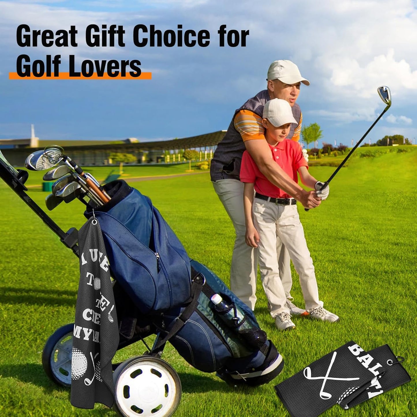 Paño microfibra con clip para bolsas de golf regalo día del padre