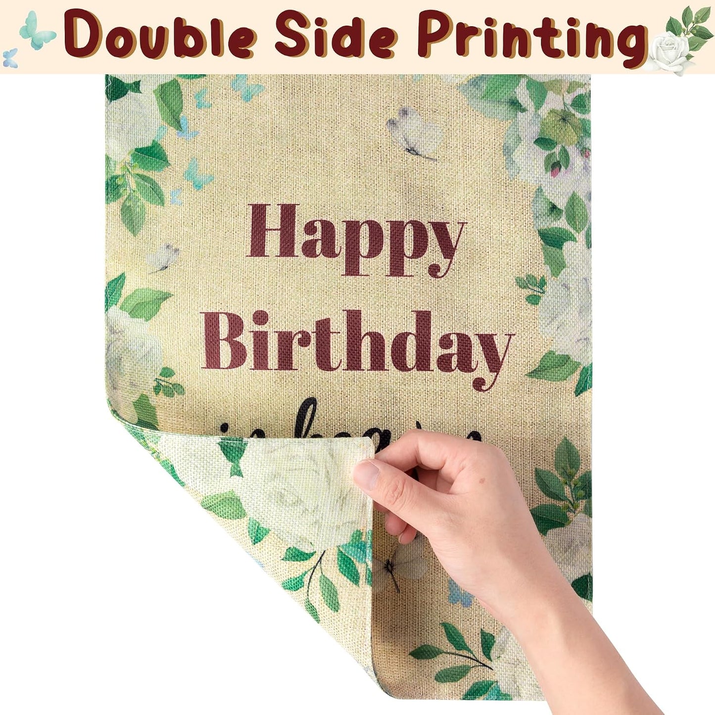 Bandera jardín cumpleaños 12x18" lino decoración